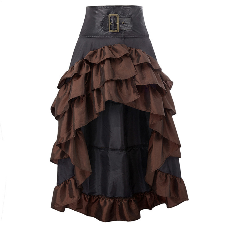 COSPLAY irregular ruffle edge high waist one-piece cake skirt with short front and long back 240926