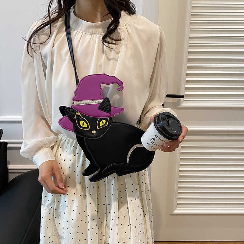 Ins Cute Cat Small Bag Cartoon Girl Same Style Single Shoulder Small Round Bag PU 240915