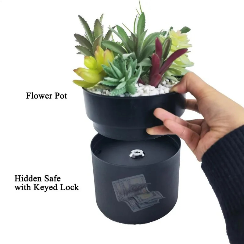 Flower Pot Hidden Safe Lock Box Surprise Secret Hideaway Plant Stash Hide Money Keys Organizer Other Valuables 240923