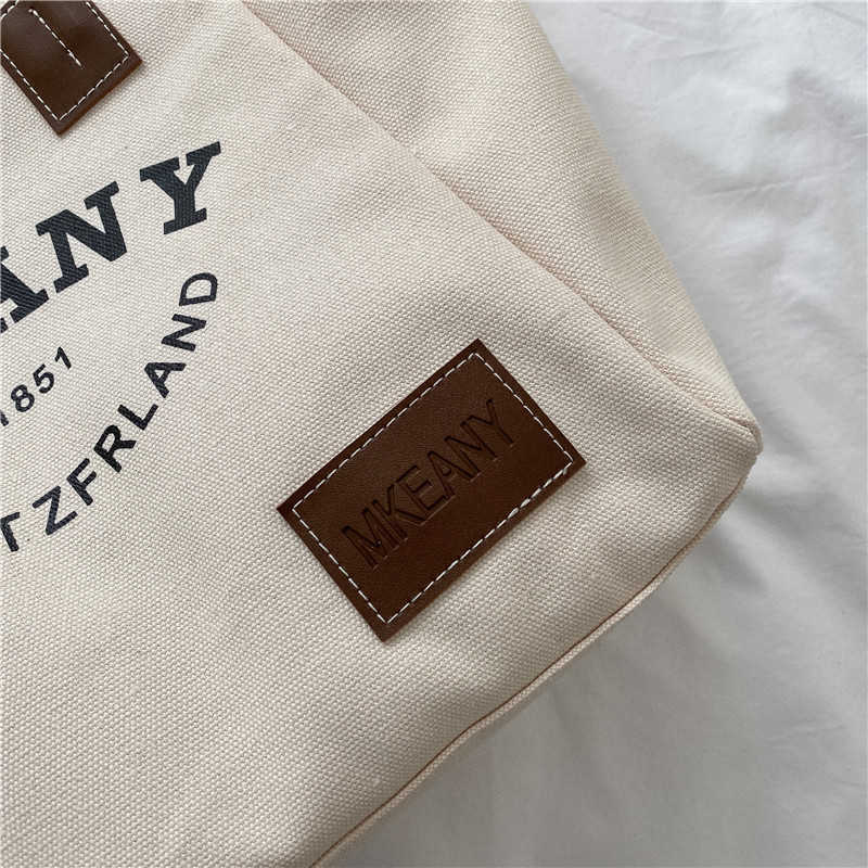 CMM Solid Color Letter Big Bag for Women Autumn and Winter New Trend Large Capacity Canvas Shoulder Bag Fresh Tote Bag