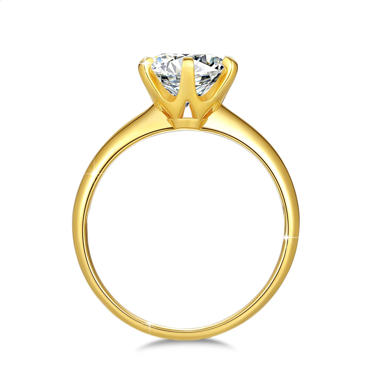 High quality 100% pure 18k gold Mo silica ring certified 1ct round engagement K gold jewelry wholesale for women 240925