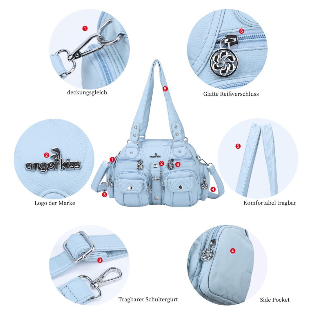Angelkiss Women Handbags Satchel Top-Handle Handbag PU Bag Dumpg Give Gifts Shoulder Bags Phone Money Pack