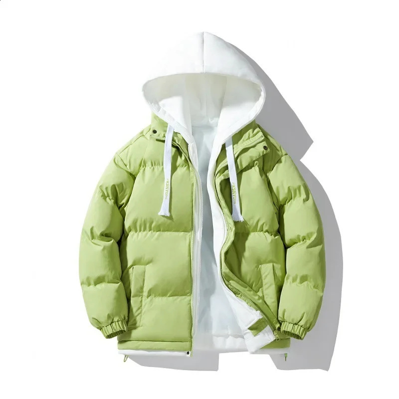 Basic Hooded Trendy Cotton Jacket for Men Winter Trendy Couple Loose Fitting Jacket for Winter Vacation Two-piece Jacket 240914
