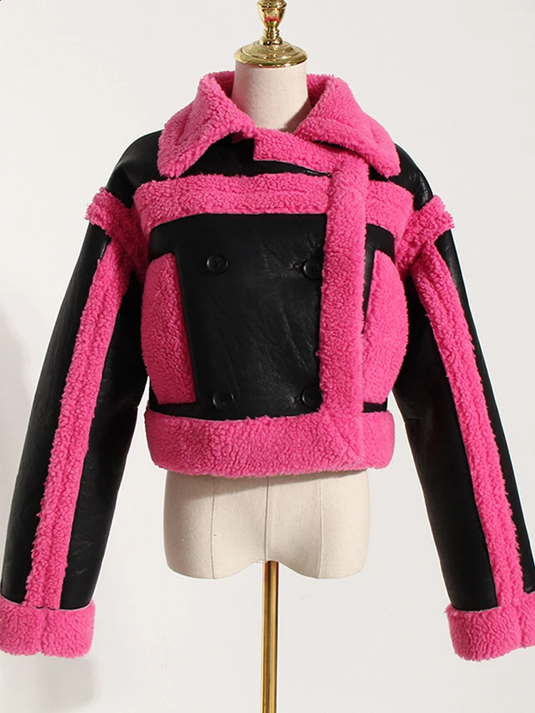 Loose Fit Rose Red Thick Warm Ramsworth Jacket Collar Long Sleeve Womens Coat Fashion Trend Spring/Summer 2024 1DH0227 240 59f