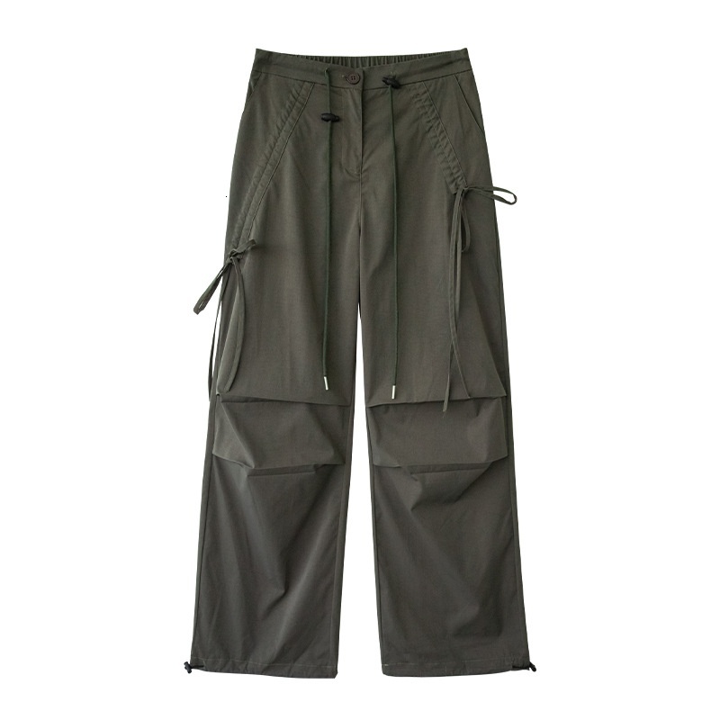 American work women's spring and autumn hiking 2024 high waist loose wide leg bow casual sports pants