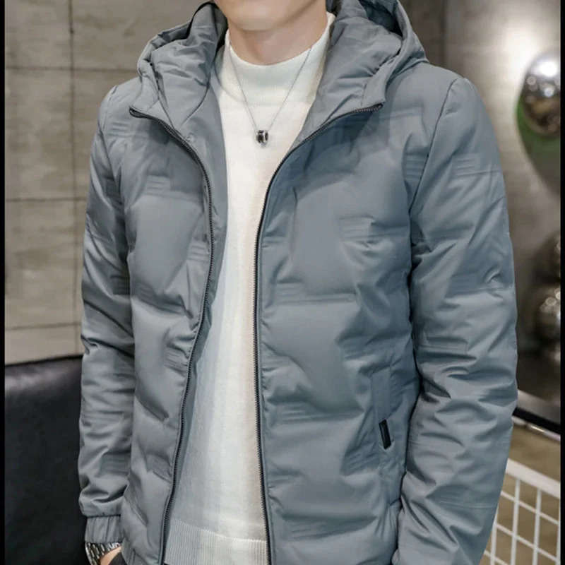 Winter Men Lightweight Warm Fashionable Casual Slim Fit Hooded Down Jacket Fashionable White Duck Down Coat 240914