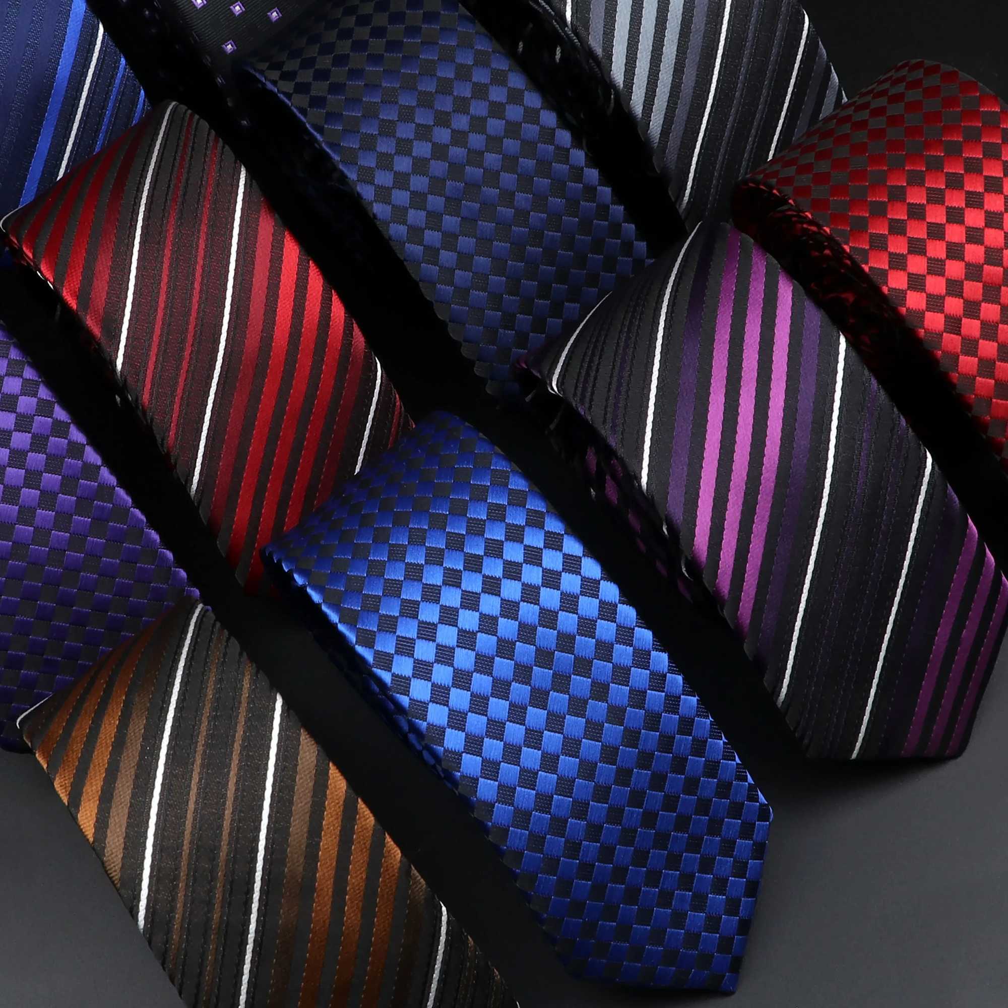 Mens classic tight striped collar red navy blue tie jacquard woven solid flat dot tie daily wear tie wedding party gift Y240925