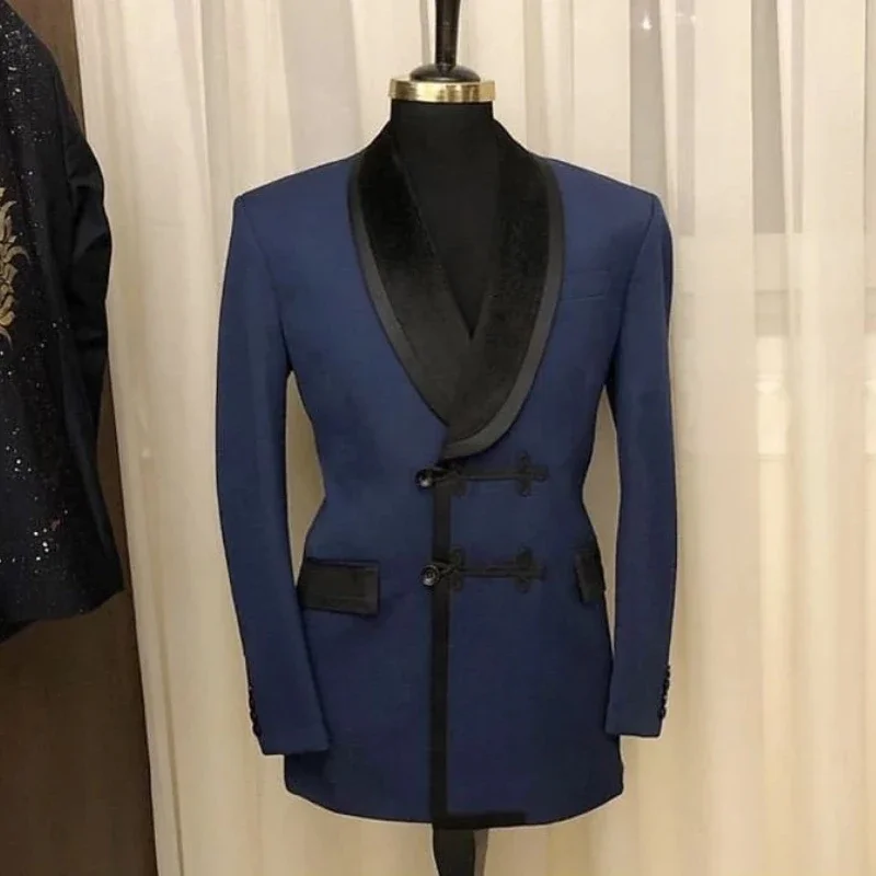 Double Breasted Men's Suit Jacket Slim Fit for Wedding Single One Piece Groom Tuxedo Blazer Shawl Lapel Suit Jacket 2024