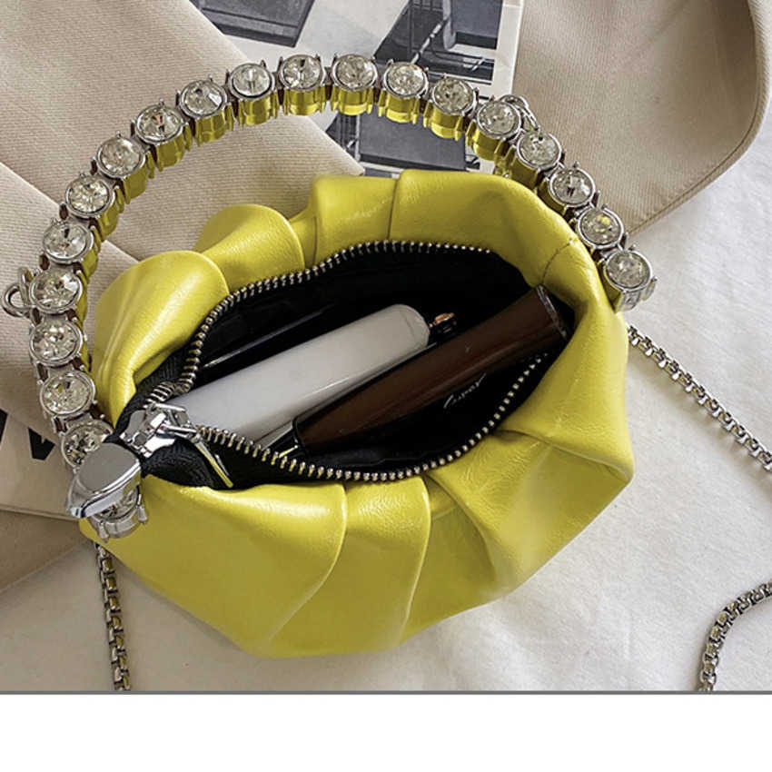 Clutch Bag Womens Bag New Fashionable Designer Bag Small Popular Pleated Cloud Dinner Bag With Diamond Inlaid Handheld Crossbody 240920