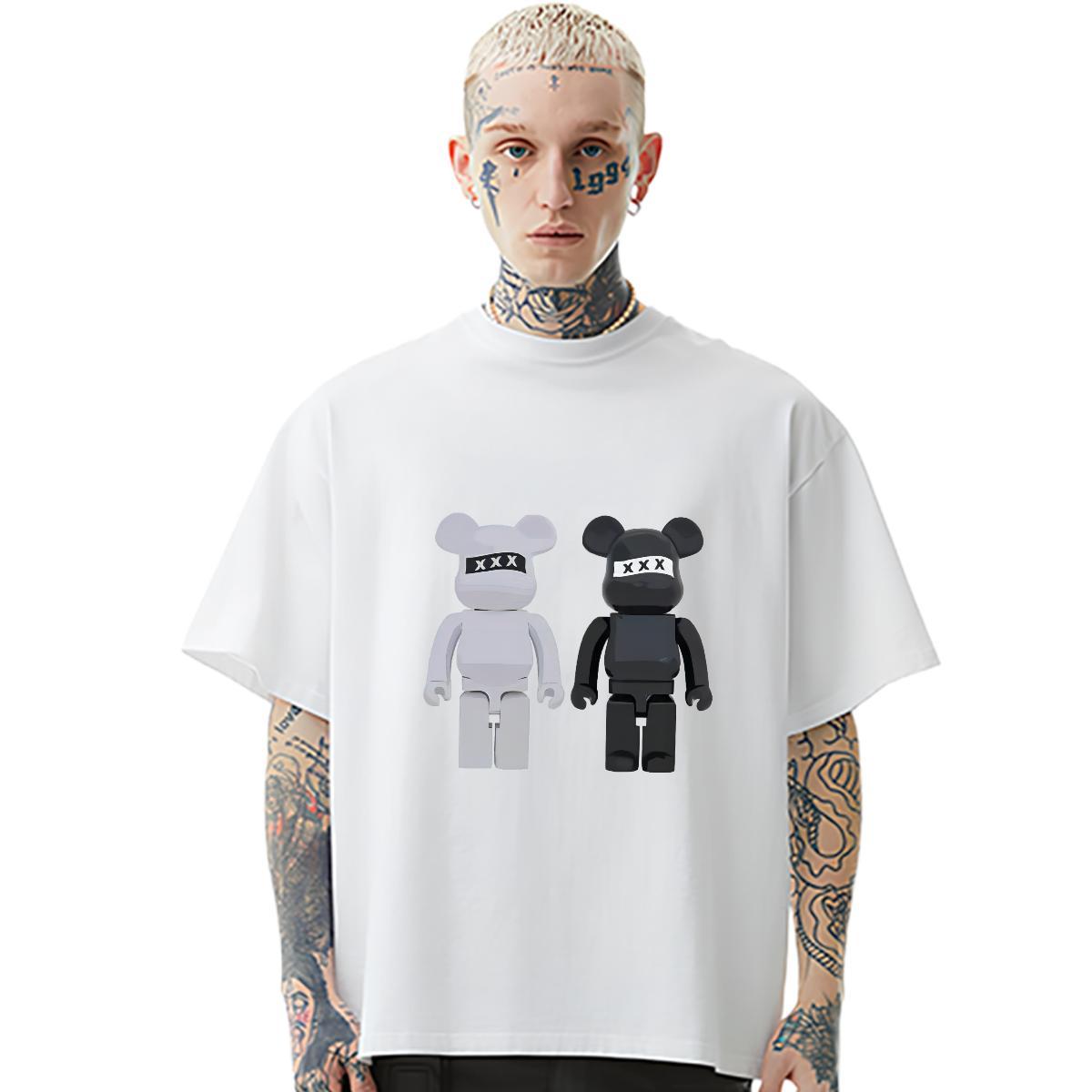 Stylist T Shirts Men Men Tshirts 100% Cotton 230g White Plus Size Anime Printing Street Crew Neck Breathable Soft