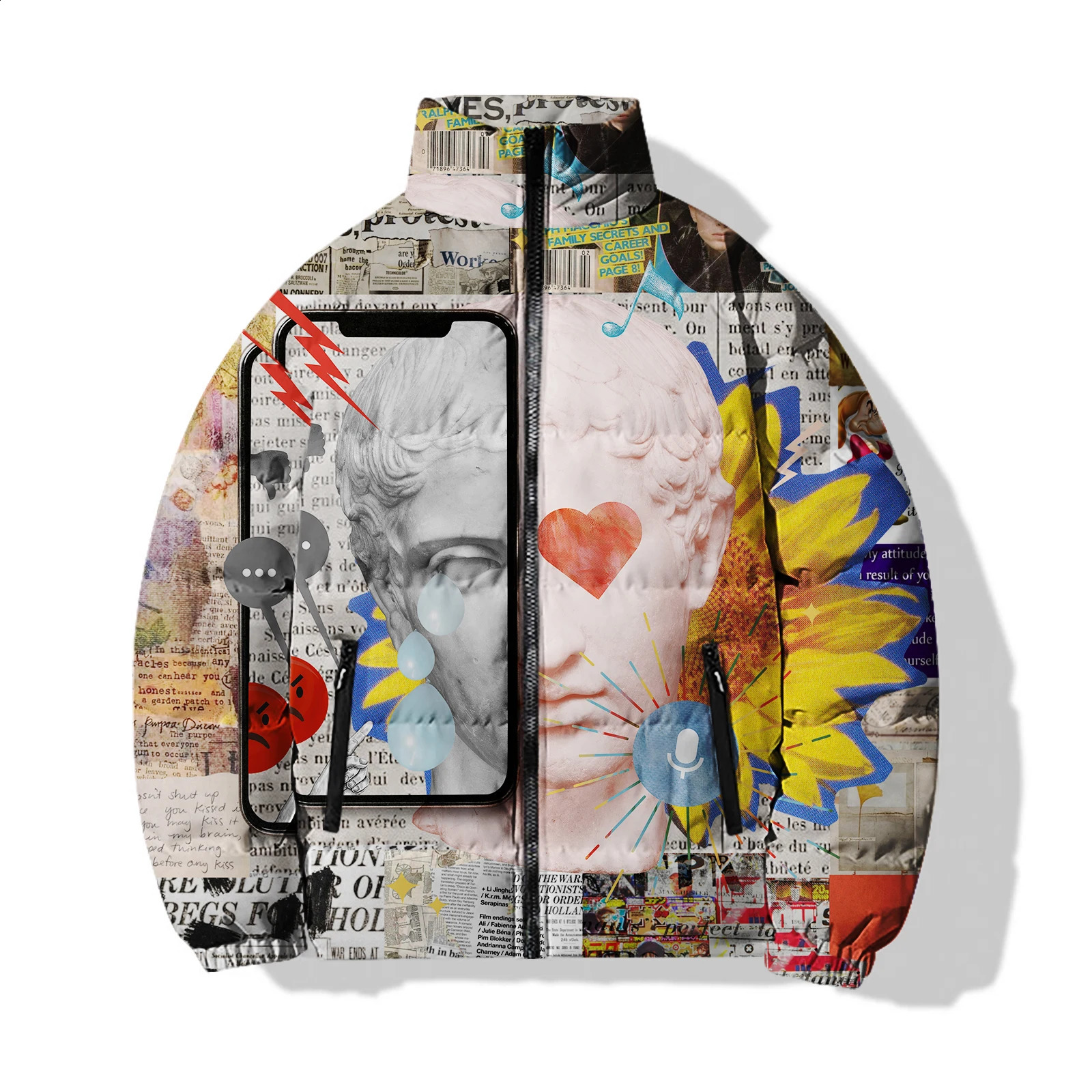 Flower mens cold jacket 3D printed down jacket cool retro winter jacket mens beauty retro mens clothing Parks 240926