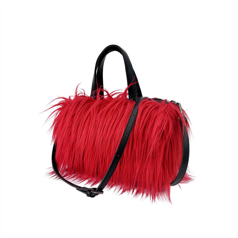 women's plush tote bag with water wool imitation wool crossbody, carrying bag, pillow shaped, sweet and cool style y2k 240915