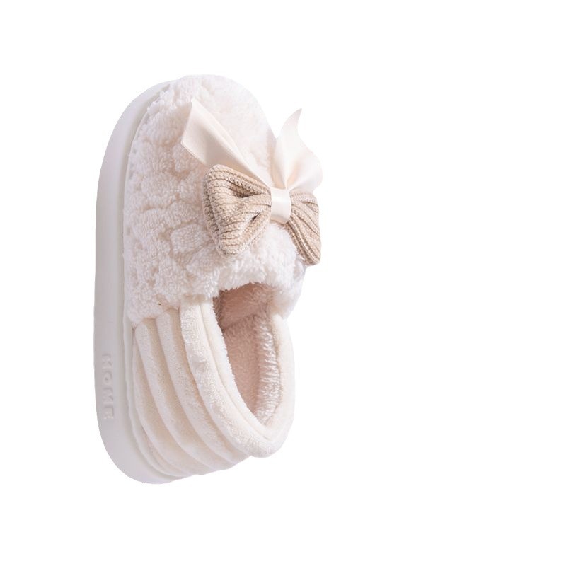 Winter Postpartum Shoes with Thick EVA Sole - Anti-Slip Warm Slippers with Bow Tie Design for Home Use
