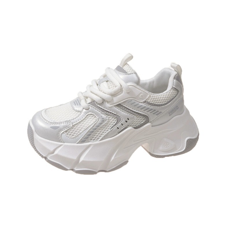 Ddmybear Dad Women's 2024 New Thick Soled Height Increase Show Off Small Breathable Mesh White Casual Sports Shoes Chinese Brand Shoes F926-62
