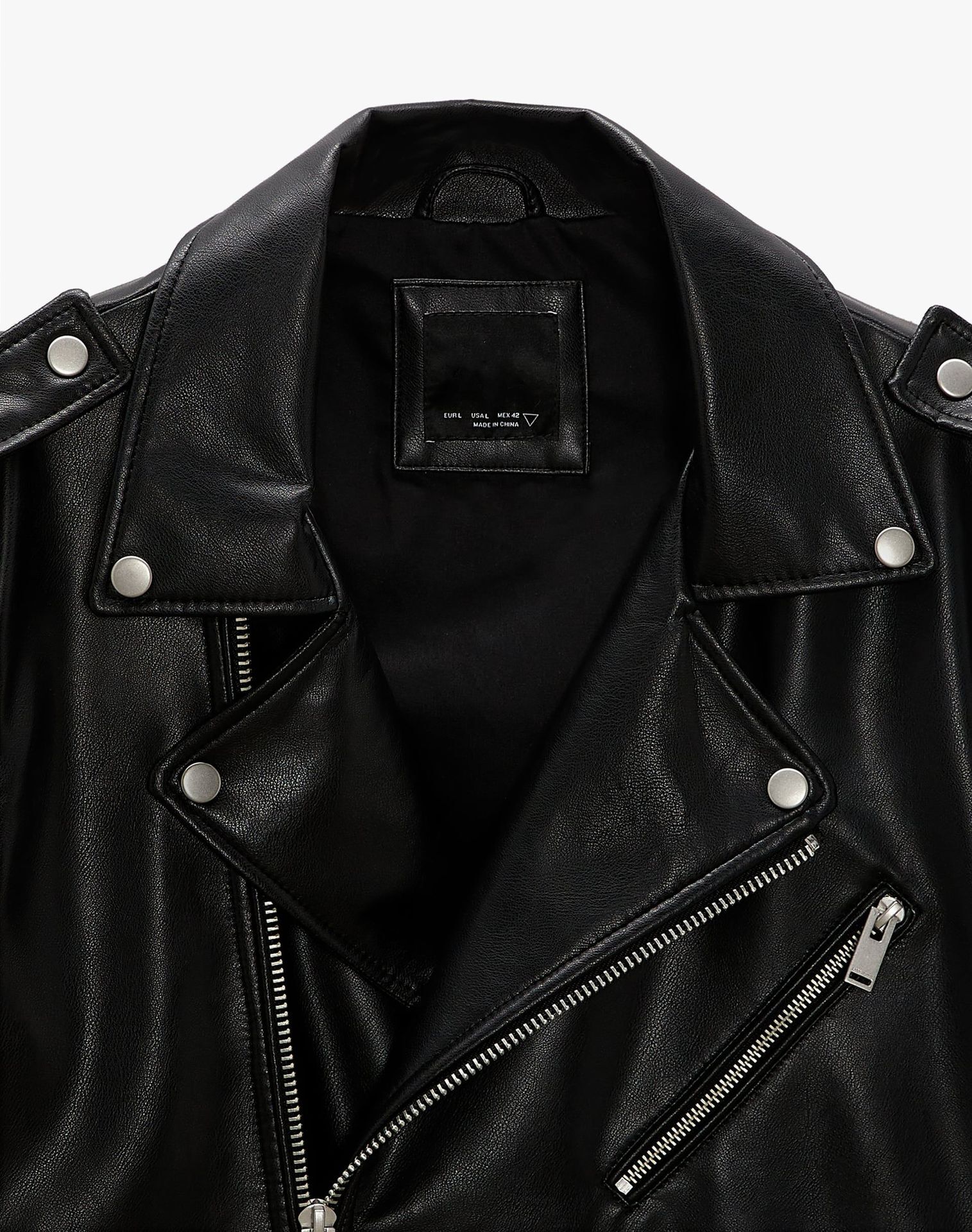 Fall 22 Black High Quality Pu Leather Locomotive Zip Jacket Men's