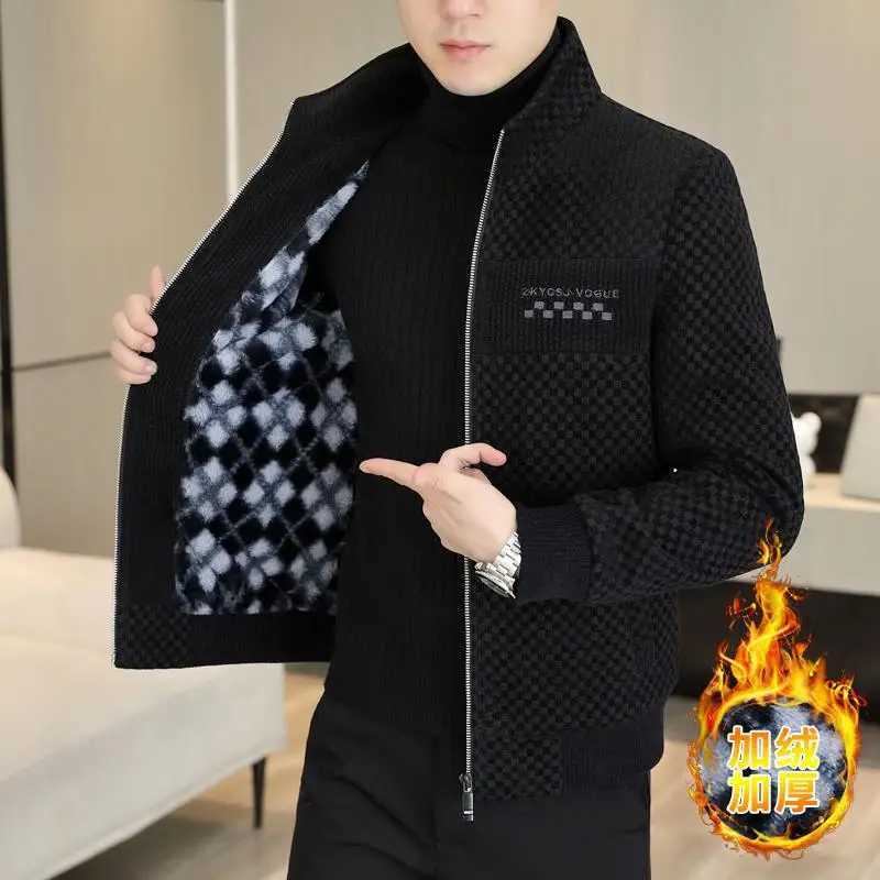 2023 autumn and winter new cashmere thick wool jacket mens casual loose comfortable high-quality outerwear jacket W240925