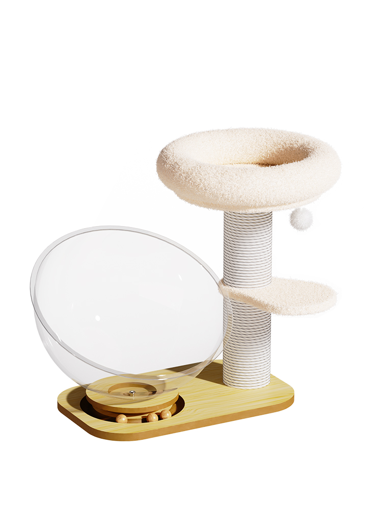 Animal Rescue Donation Real Wood Spinner Play and Rest Combo - Mint Space Capsule XXL Kitty Basket