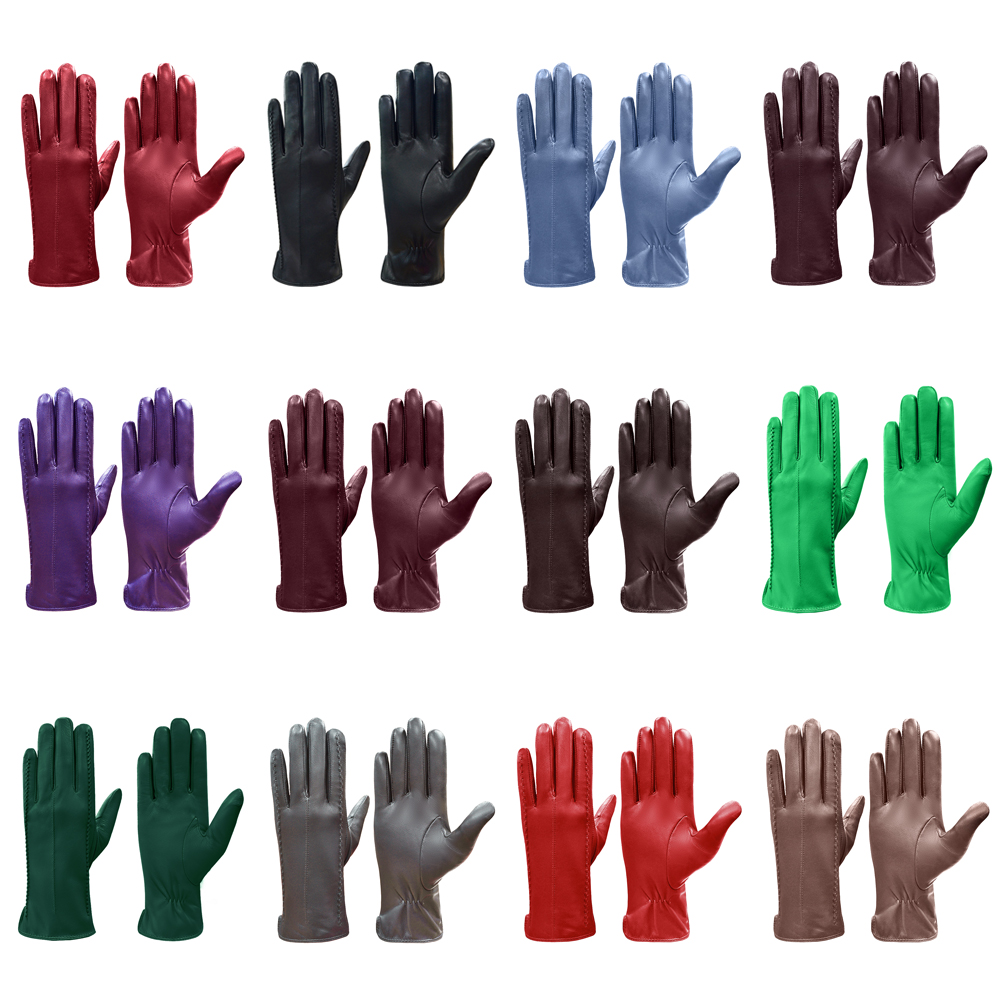 New Fashion Winter Warmth Women's Fashion Real Leather Gloves Fur Lined Gloves Mittens For Formal Occasions