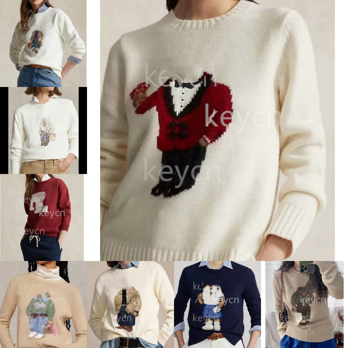 Designer Women Knits Bear Sweater Polos Pullover Embroidery Fashion Knitted Sweaters Long Sleeve Casual Printed Wool Cotton Soft Unisex Men Hoodie
