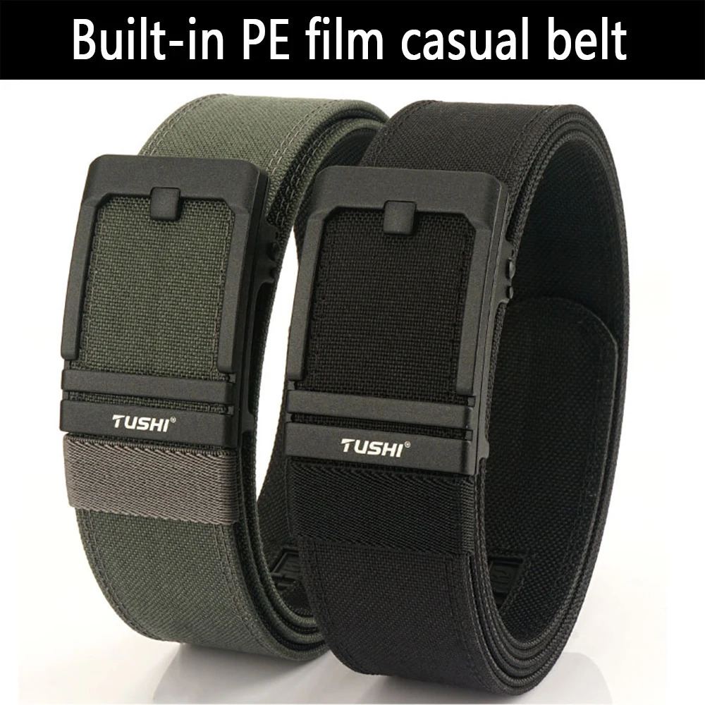 TUSHI 4.3cm Mens Hard Pistol with Alloy Automatic Buckle Tactical Outdoor Strap 1100D Nylon Military IPSC Strap for Men 240925