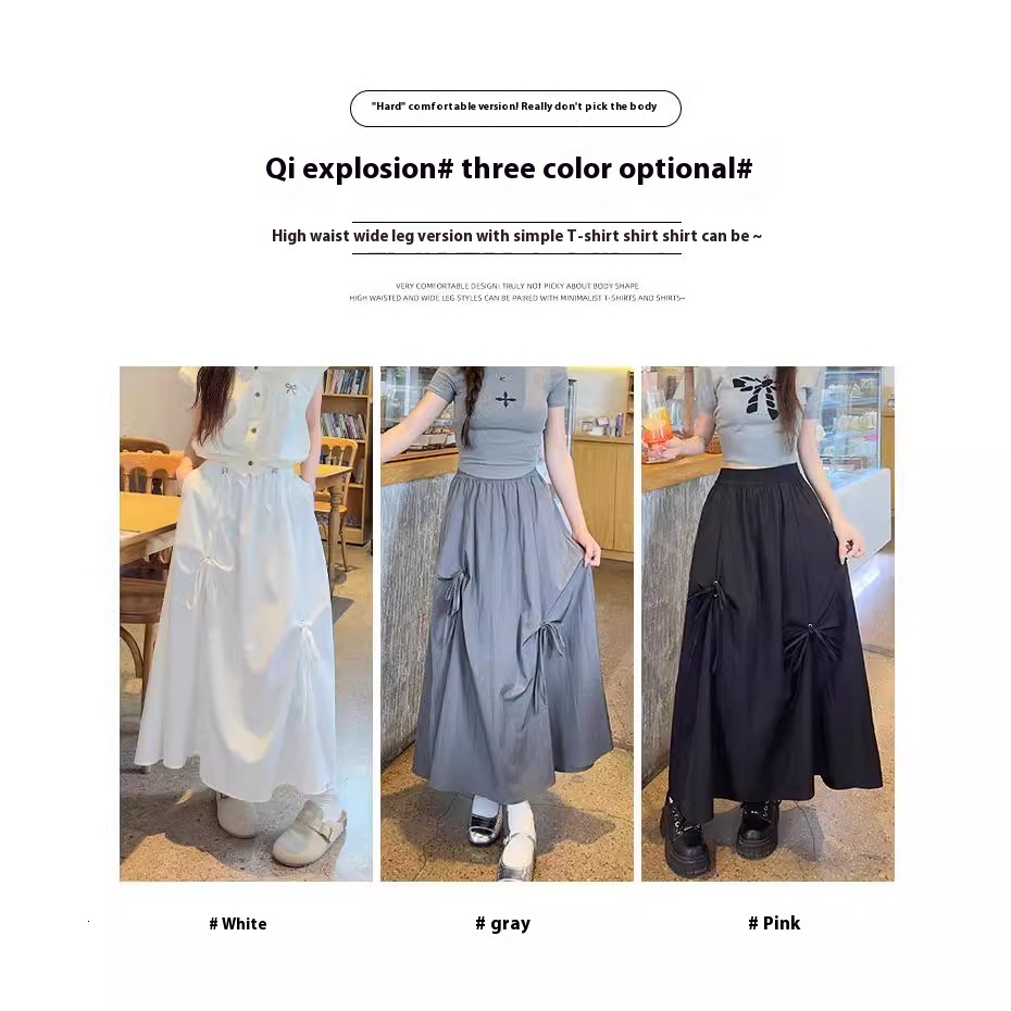 Radish Uncle Butterfly workwear for women 2024 new high waist slimming effect, large swing umbrella skirt, mid length skirt