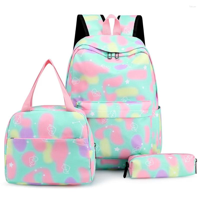 2025 NEW School Bags 3pcs/Set Laptop Backpack Adjustable Strap Fashion Women Nylon Travel Cute Gradient Work Rucack For zhanyishengli