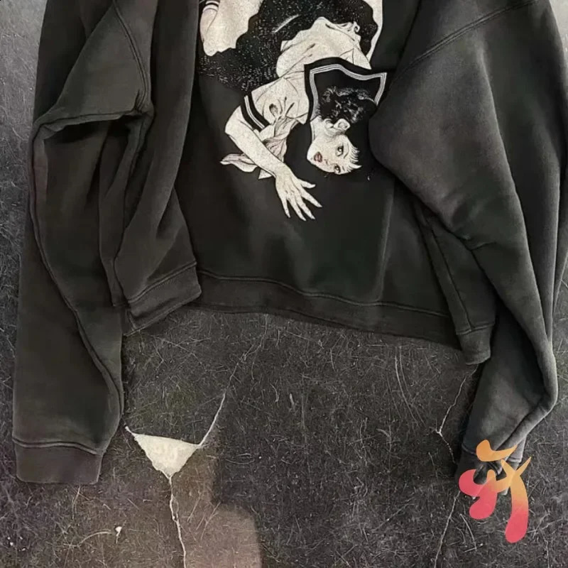 24ss Winter ERD Sweatshirts Vinatge Washed Geisha Print Casual Street Men Women Enfants Riches Deprimes Round Neck Pullover 240925