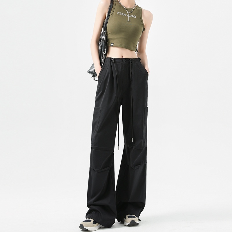 Radish Uncle Work Female 2024 New Summer High Waist Show Thin Parachute Loose Leg Tight Sports Pants