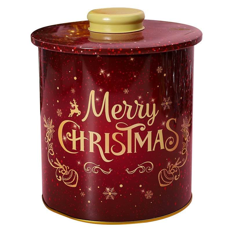 Christmas exquisite pattern two-piece set storage Jar household sundries collection sealed can gift candy packaging box