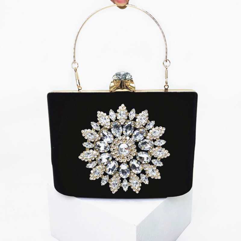 Clutch Bag New Velvet Sunflower Banquet Bag Handheld Diamond Designer Bag Evening Dress Bag Flower Dress Womens Handheld Bag 240920