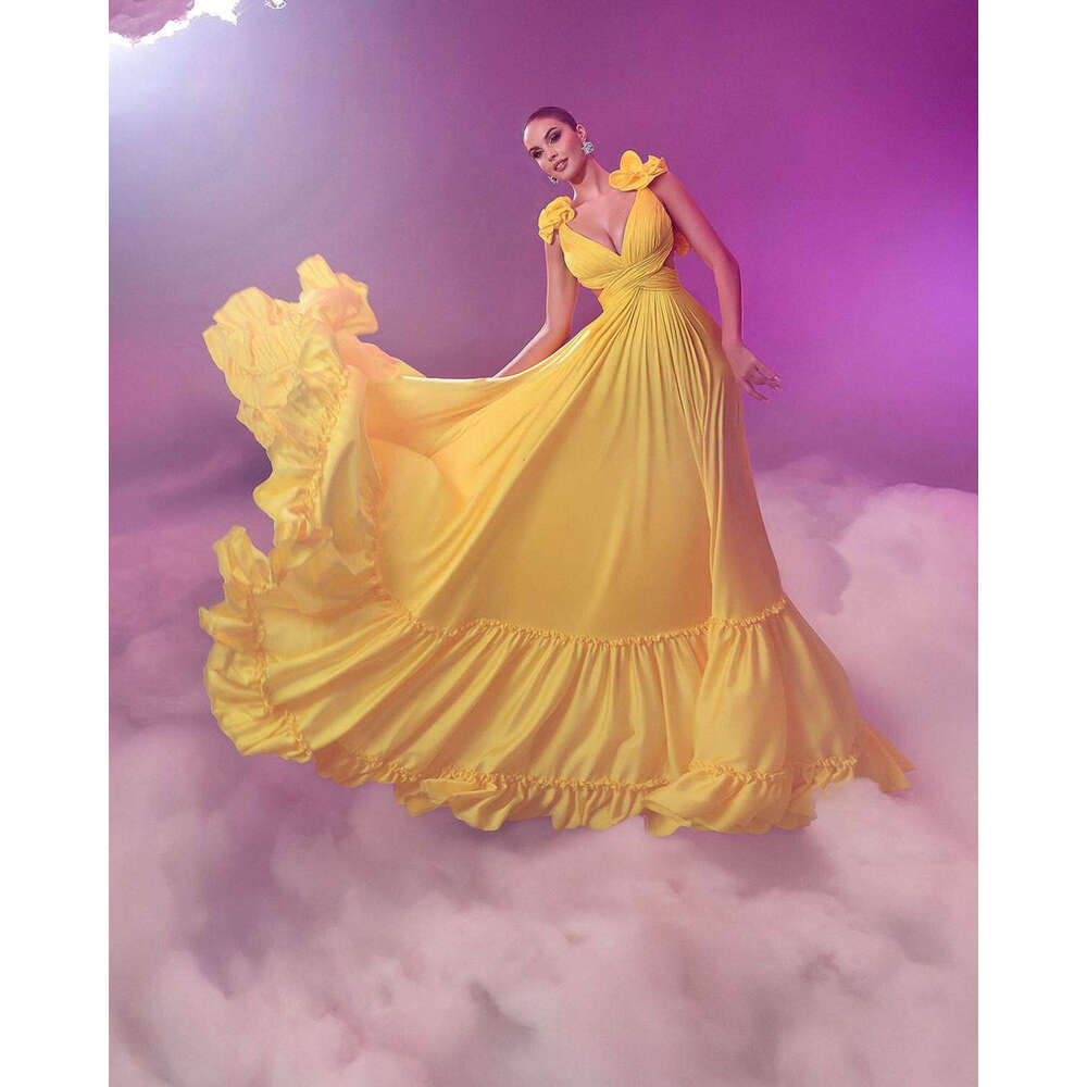 A-E Elegant Evening V-Neck Appliques Sleeveless Cut Out Prom Gown Princess Party Dress Vestido De Noite Custom Made