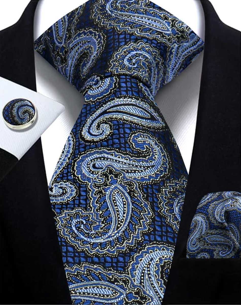 Mens tie Paisley jacquard woven 8cm formal business wedding collar pocket square set tie high-quality handmade Gravata Y240925