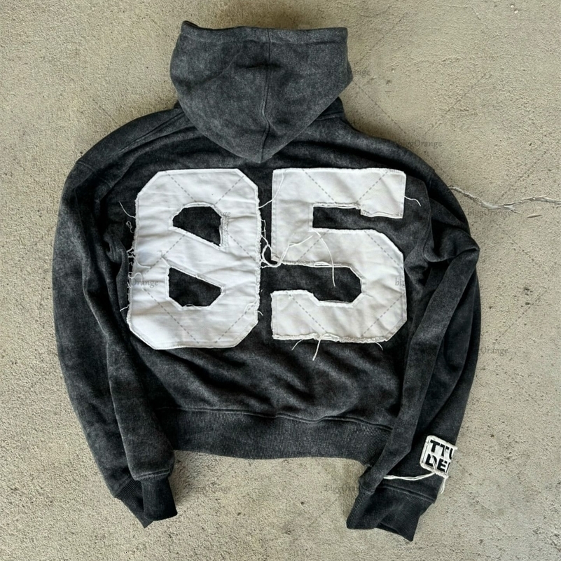 2024 Letter Embroidery Simple Oversized Hoodie Women Y2K American Retro Clothing High Street Fashion Zipper Sweatshirt Men y240925