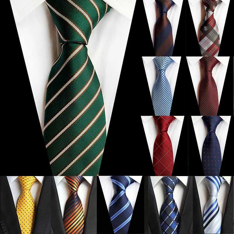 8CM New Mens Tie 8cm Stripe Classic Business Tie Mens Set Wedding Party Collar Formal Dress Tie Y240925