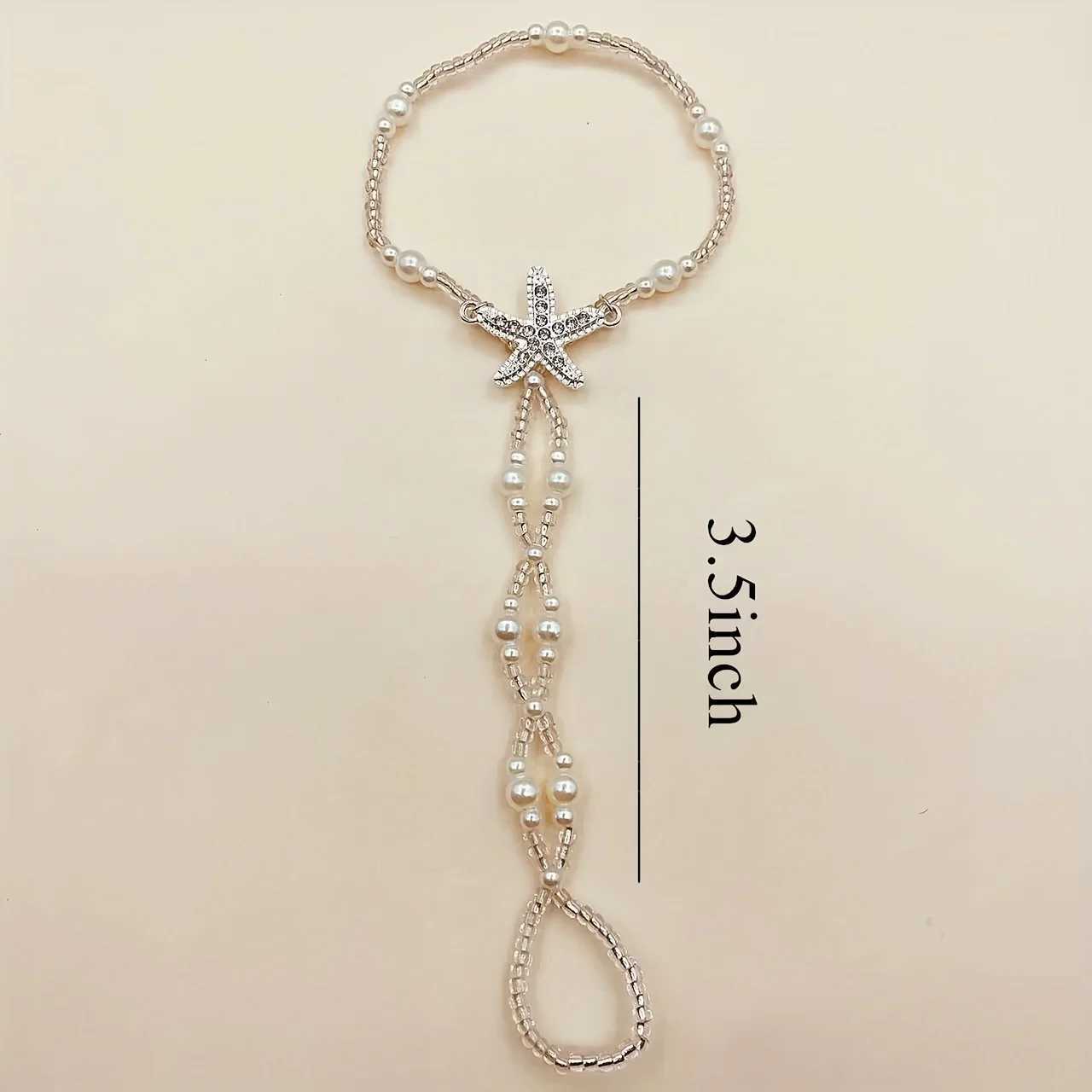1 Bohemian toe ring anklet artificial pearl leg anklet simple starfish summer inflatable anklet W240926
