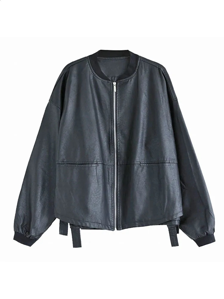 Autumn Females Fashion Biker Clothes Womens Loose Vintage Faux Leather Jackets Ladies Punk Pu Coats Black Outerwear 240918