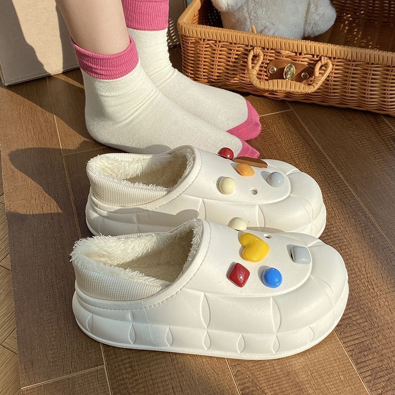 Comfortable Women's Indoor Slippers Soft Cotton Exterior, Fleece Inside, Rubber Soles for Stability