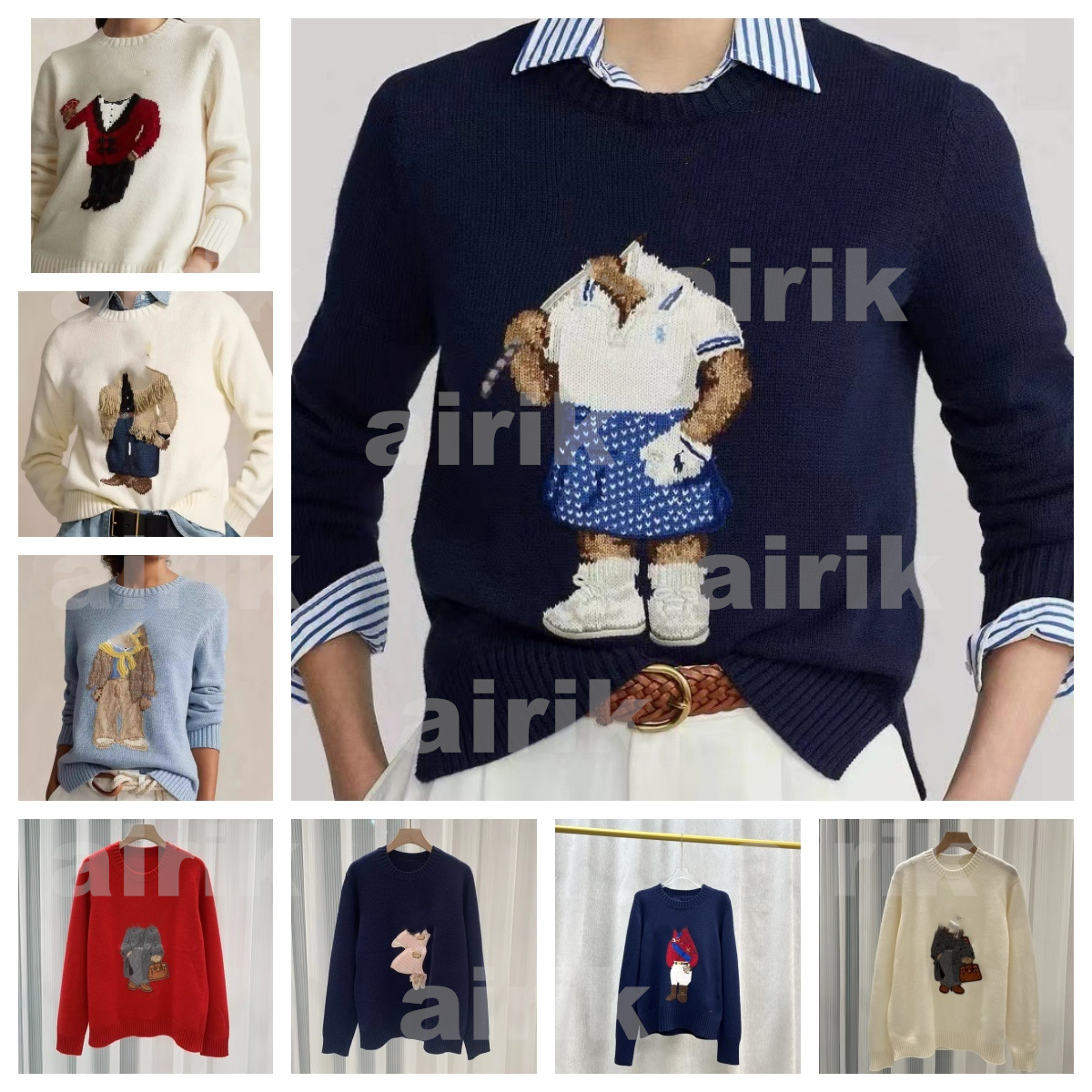 Designer Women fashion Knits Bear Sweater Pullover Embroidery Knitted Sweaters Long Sleeve Casual Printed Wool Cotton Soft Unisex Men sweater size S-L