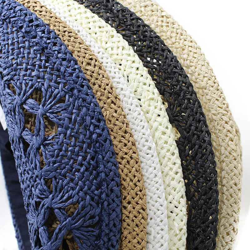 Western style womens denim hat mens paper wide brown beach hat UV protective denim hat Fedoras mens hat Sombrero Hombre 240924
