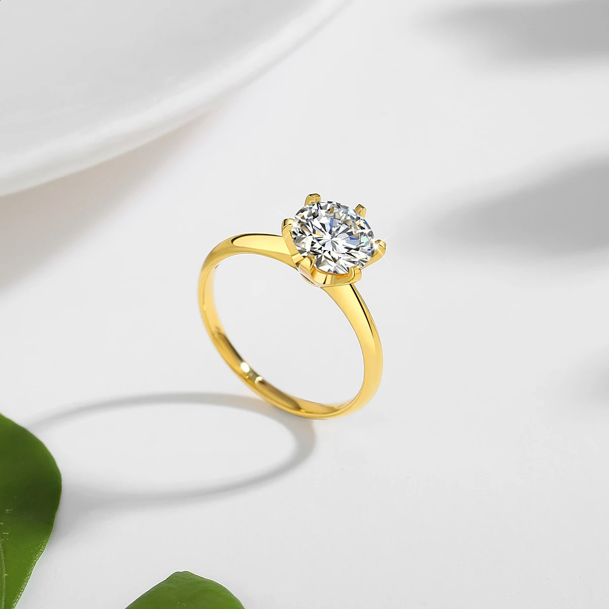 High quality 100% pure 18k gold Mo silica ring certified 1ct round engagement K gold jewelry wholesale for women 240925