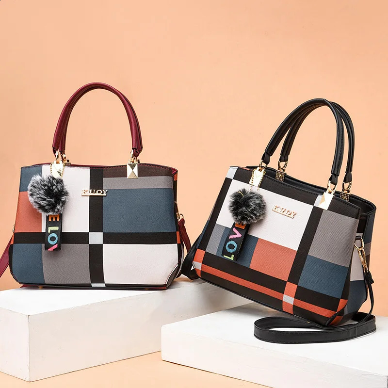 Elegant er handbag womens messenger bag PU leather cross body bag hair Tasen girl shoulder bag top handbag 240923