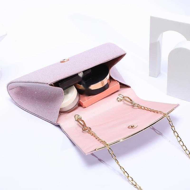 Clutch Bag New Hand Bag Pure Color Designer Bag Simple Party Reflective Shiny Pu One Shoulder Slanting Womens Evening Bag 240920