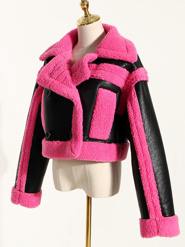 Loose Fit Rose Red Thick Warm Ramsworth Jacket Collar Long Sleeve Womens Coat Fashion Trend Spring/Summer 2024 1DH0227 240 59f