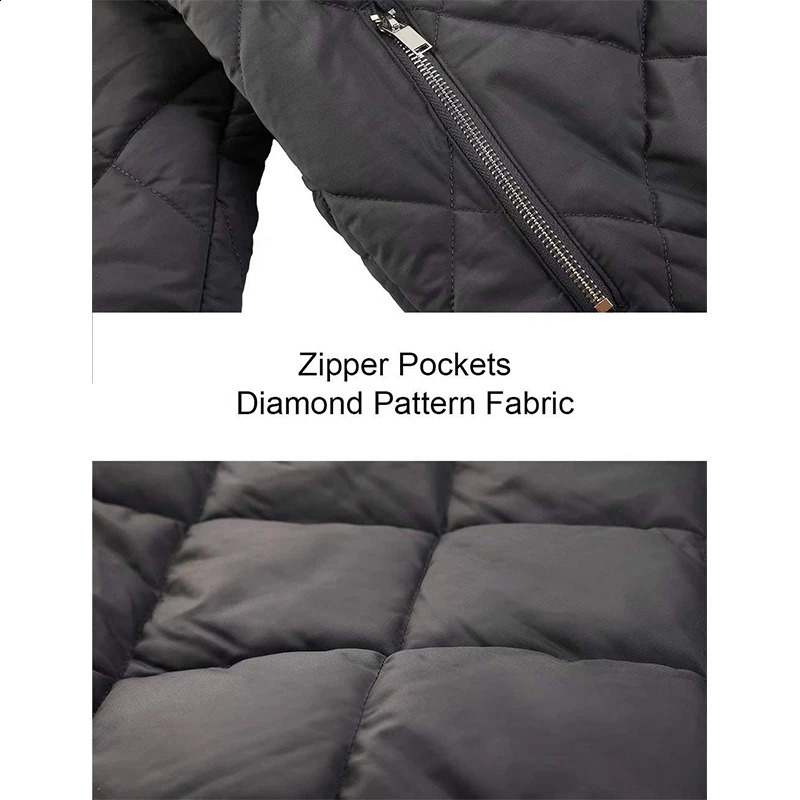 MAGCOMSEN Mens Padded Warm Jackets Fall Winter Rib Full Zip Jacket Windproof Causal Outerwear 240924