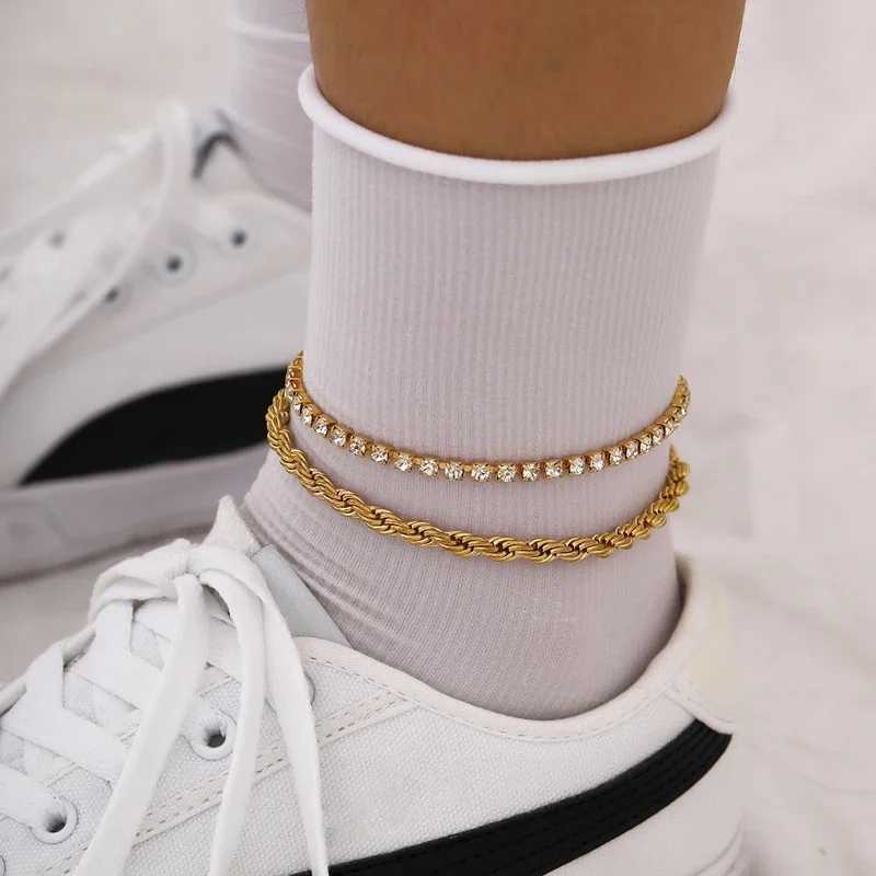 Stainless steel delicate womens anklet gold chain anklet bracelet do not fade on the legs W240926