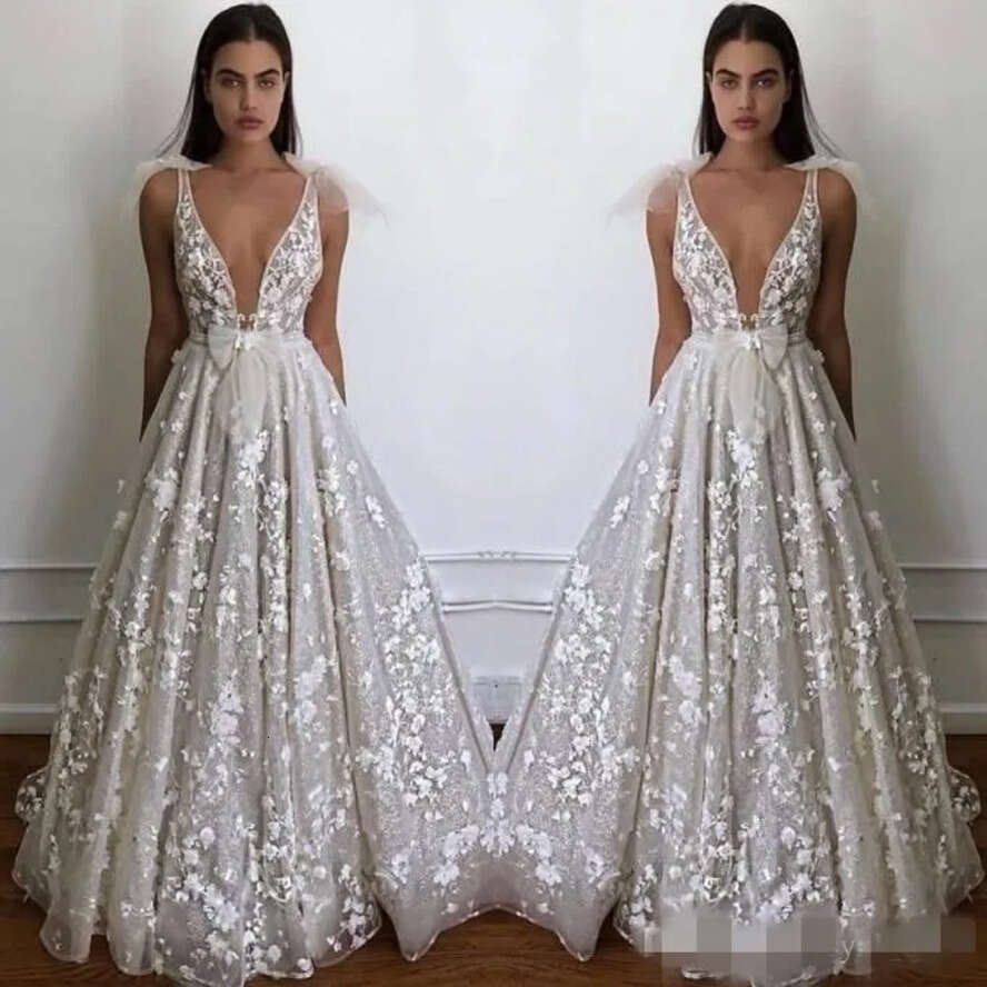 Dresses D Ral Beach Applique Beaded Or Length Custom Made Plunging V Neck Plus Size Tulle Wedding Gowns Vestido De Novia estido e