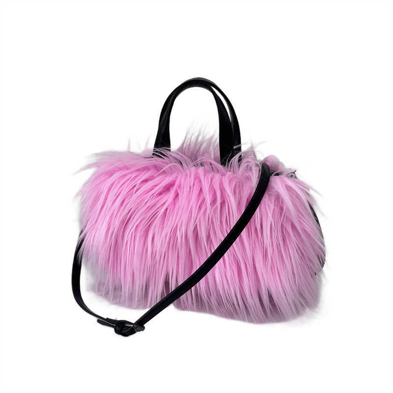 women's plush tote bag with water wool imitation wool crossbody, carrying bag, pillow shaped, sweet and cool style y2k 240915