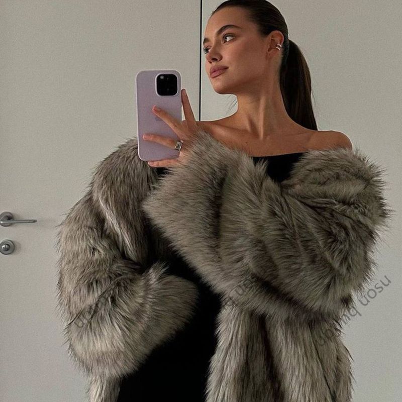 Furry Overcoat Long Faux Fur Coat Winter Clothes Women 2024 Fashion Stunning Iconic Natural Color Fuzzy Parka Outwear
