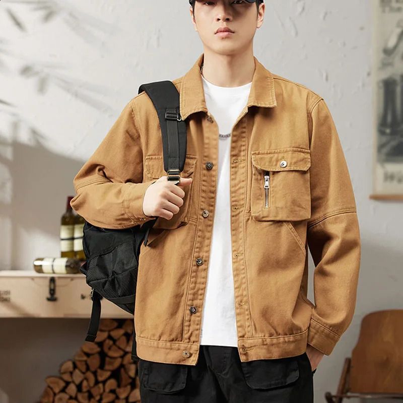 Spring mens oversized retro denim jacket 145kg 240921