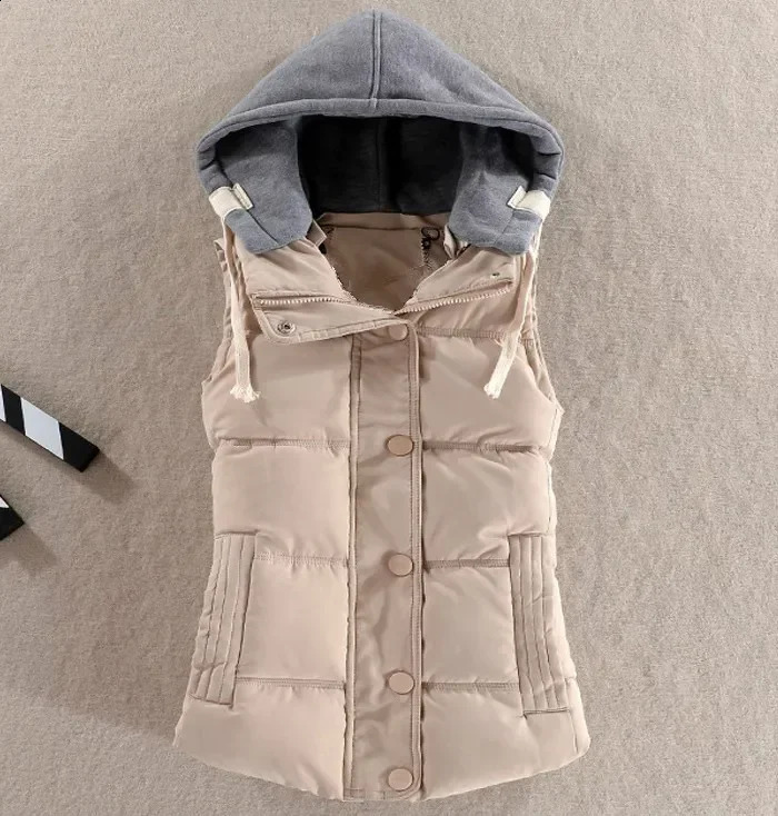 Orange sleeveless womens large-sized bedding jacket cotton hooded sweatshirt inflatable vest womens short sleeved warm casual top 6XL vest women 24092